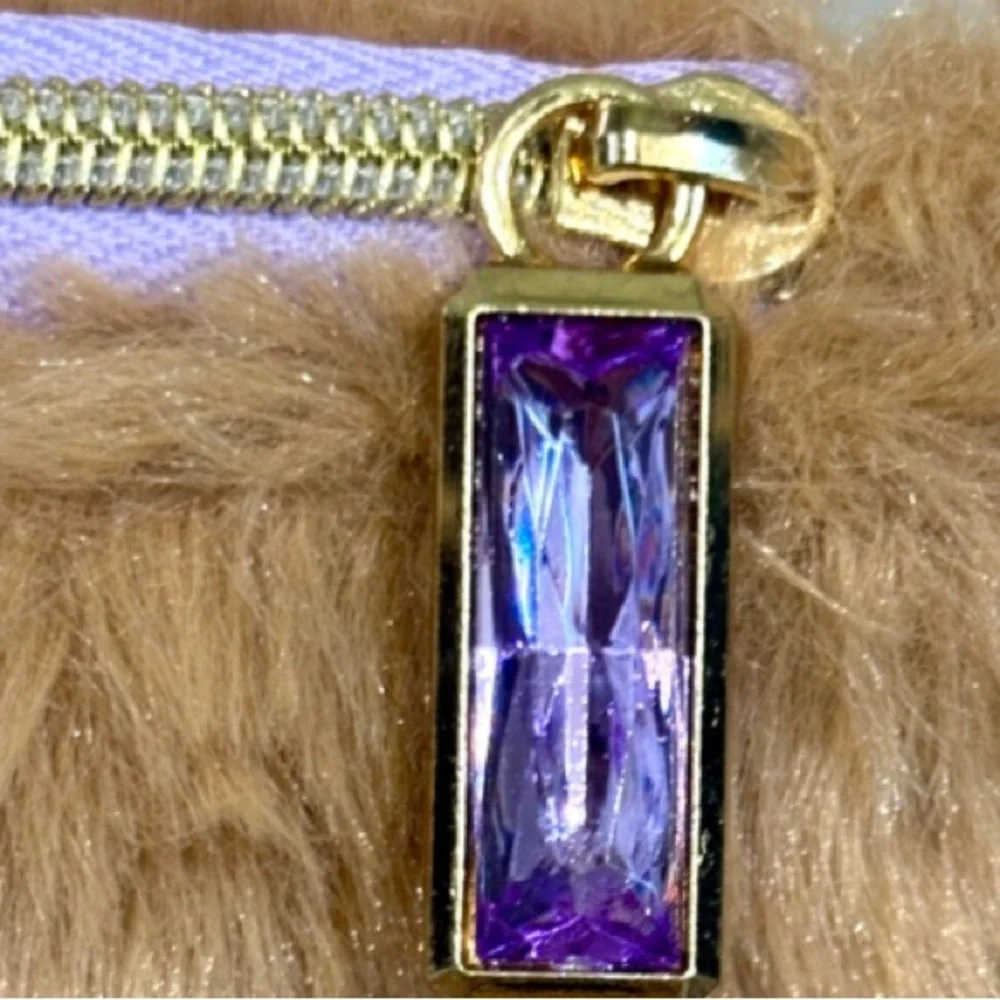 Ipsy Caramel Faux Fur Glam Cosmetic Bag